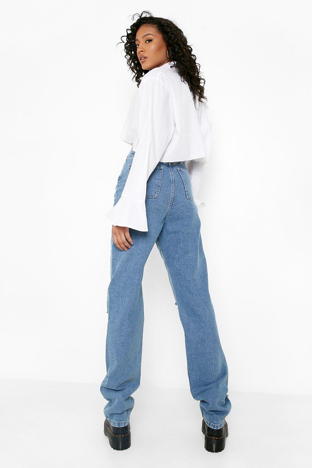 Boohoo ripped hot sale boyfriend jeans