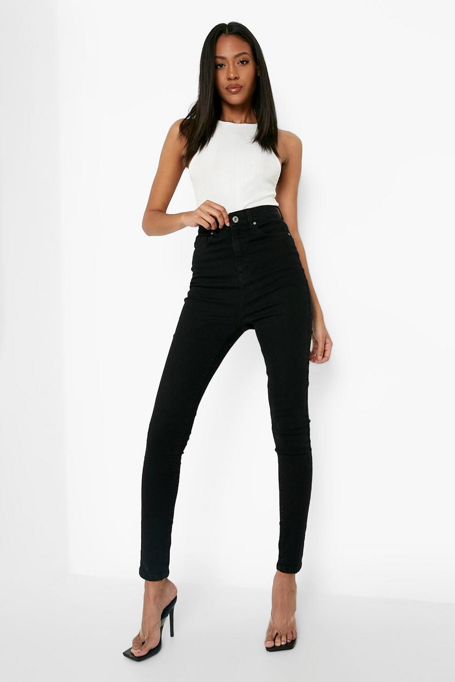 Black svart Tall - Skinny jeans med hög midja (36”) image number 1