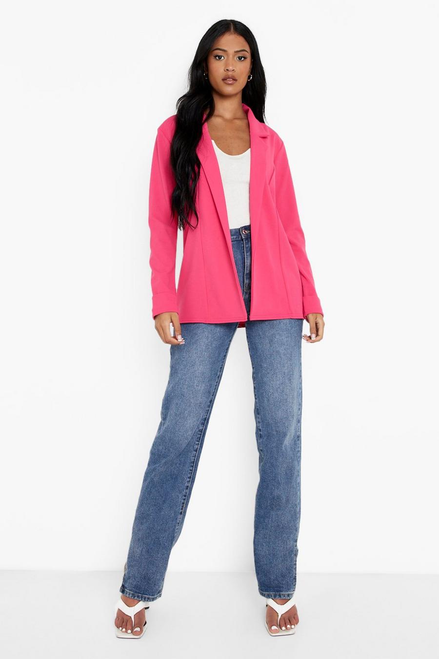 Pink rosa Tall Scuba Crepe Blazer image number 1
