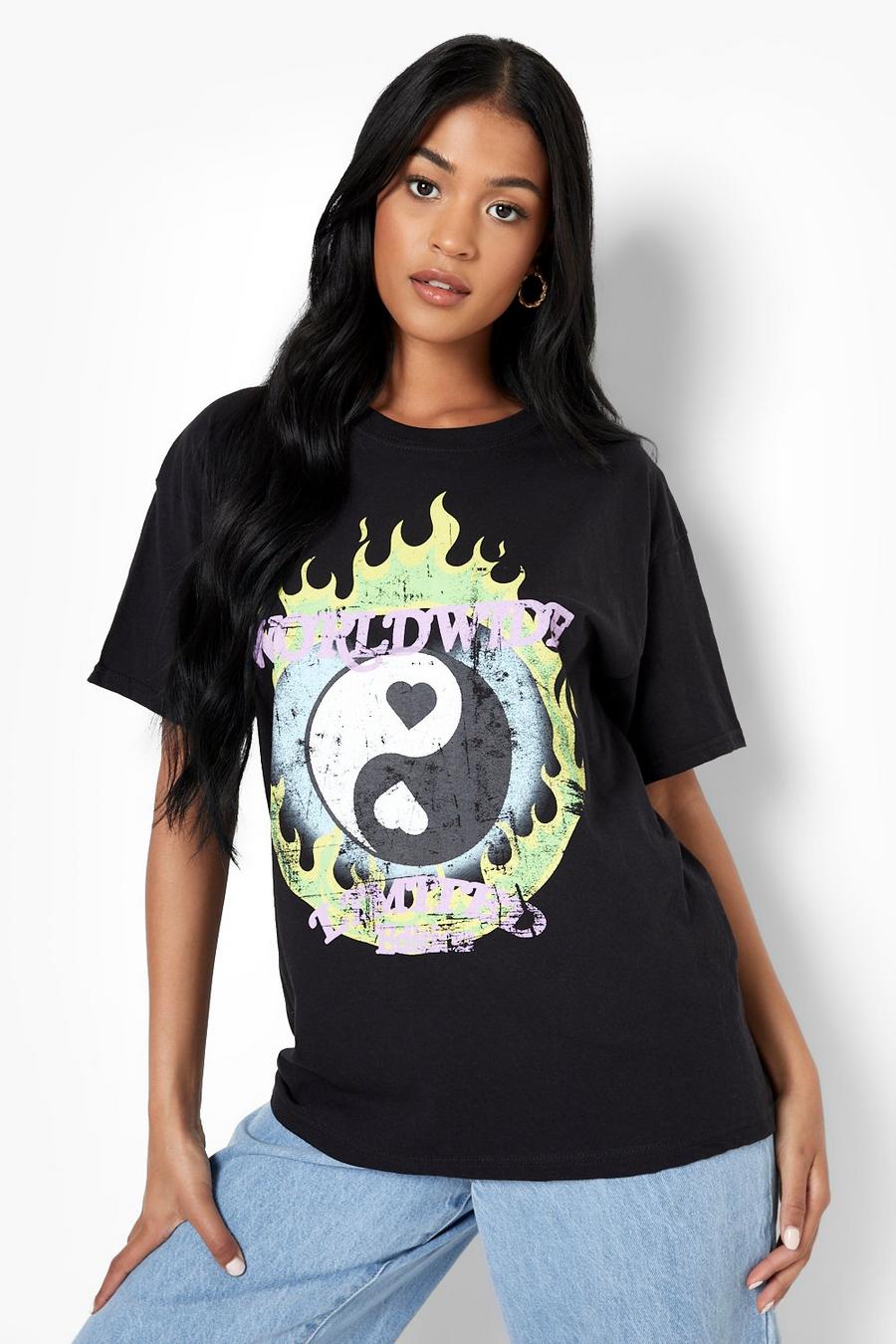 Tall T-Shirt mit Yin Yang Print, Black image number 1