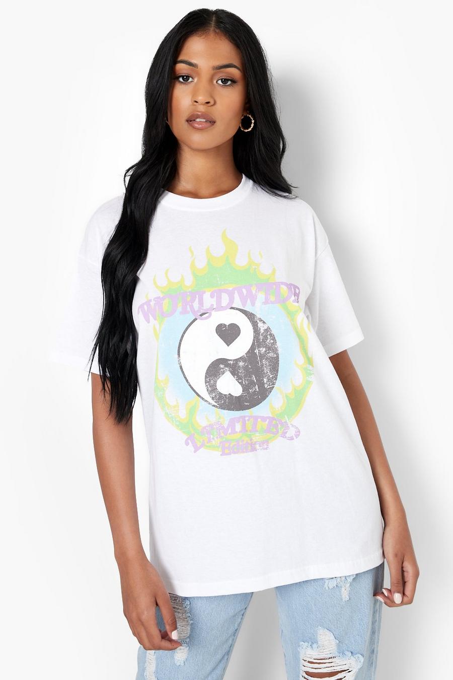 Tall T-Shirt mit Yin Yang Print, White image number 1