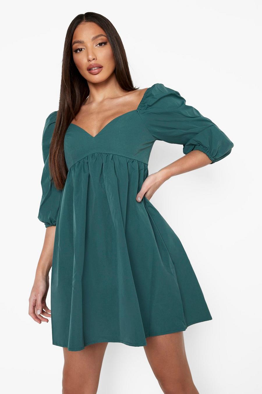 Teal Tall Woven Structured Smock Dress image number 1