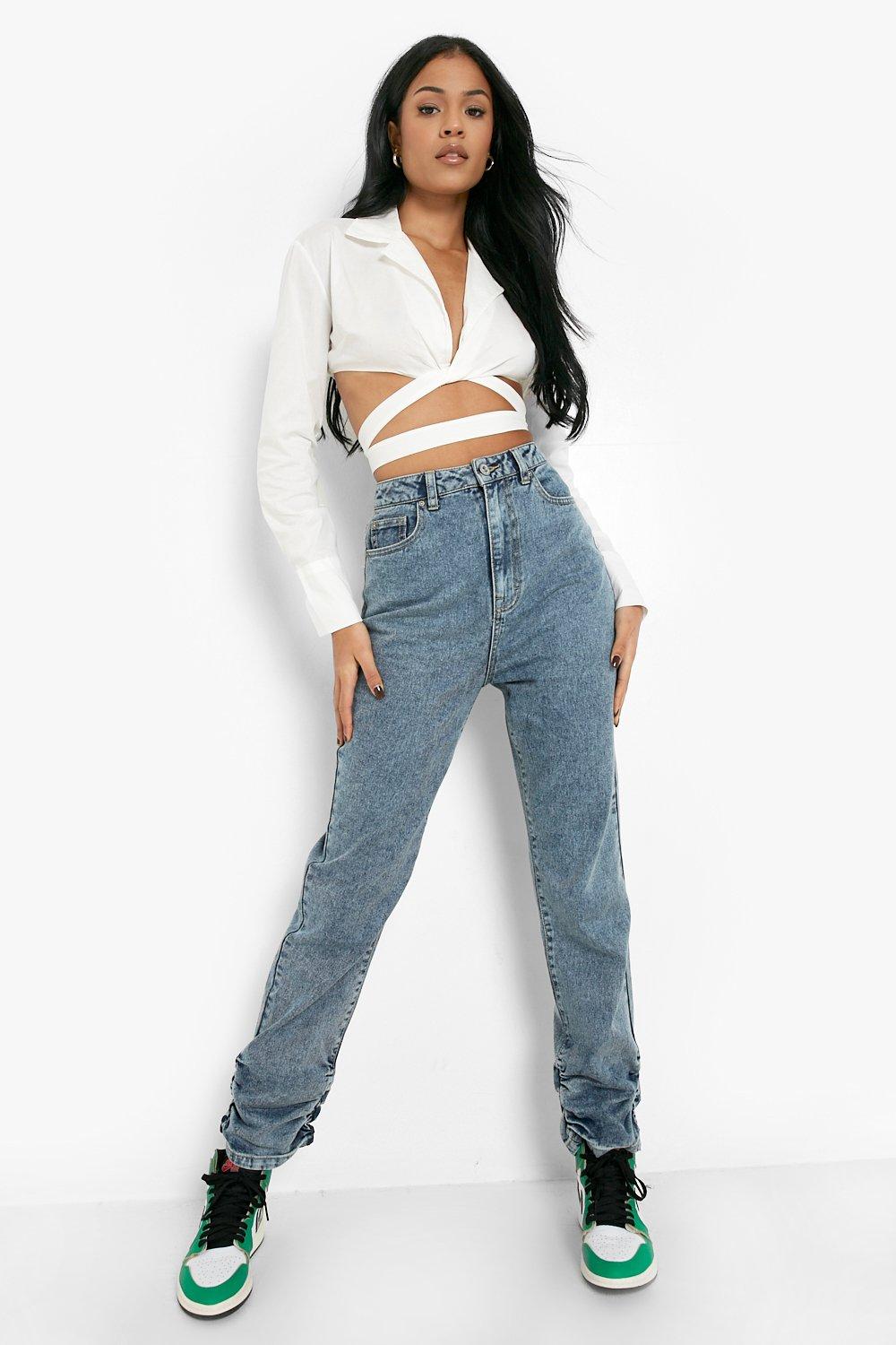 stacked straight leg jeans