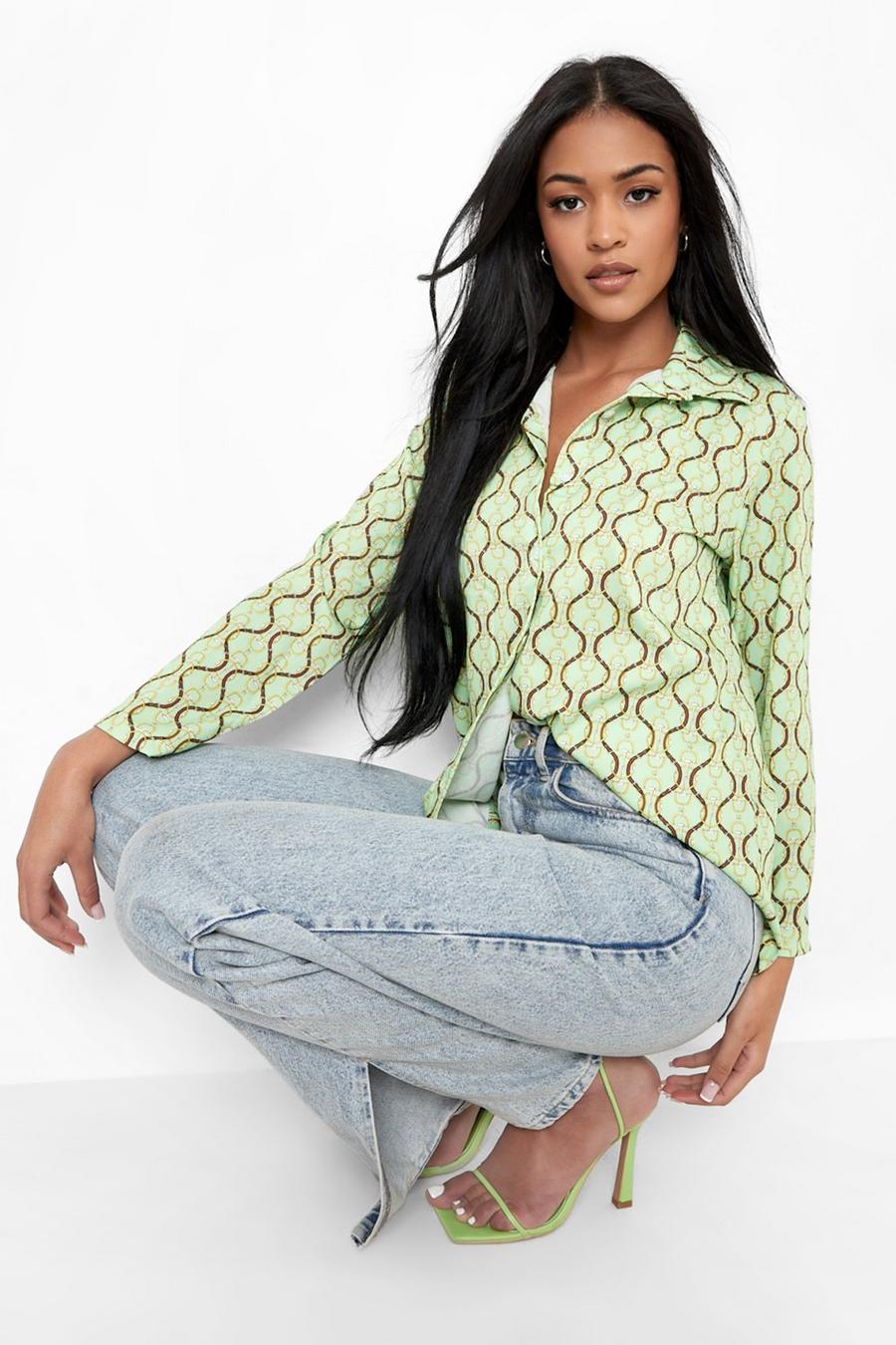 Green Tall Chain Print Shirt image number 1
