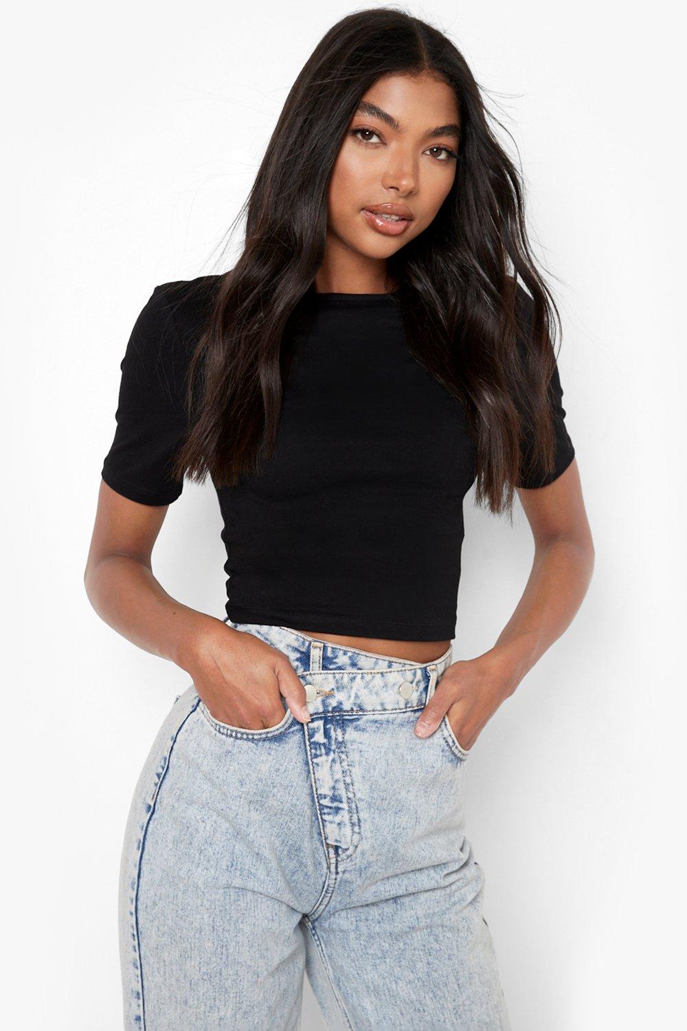 Tall Basic Short Sleeve Crop Top boohoo