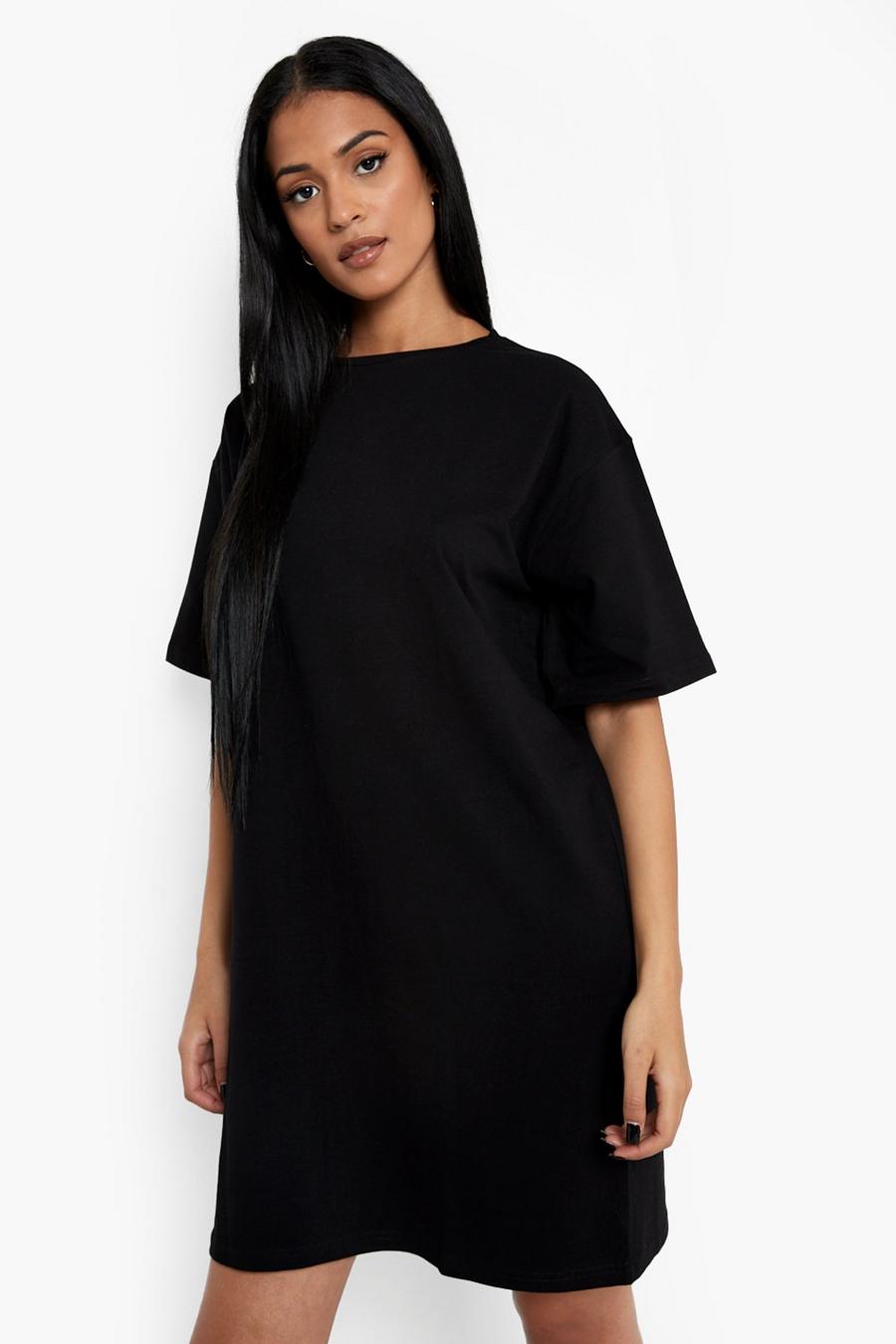 Black Tall Basic Oversized T-shirt Dress image number 1