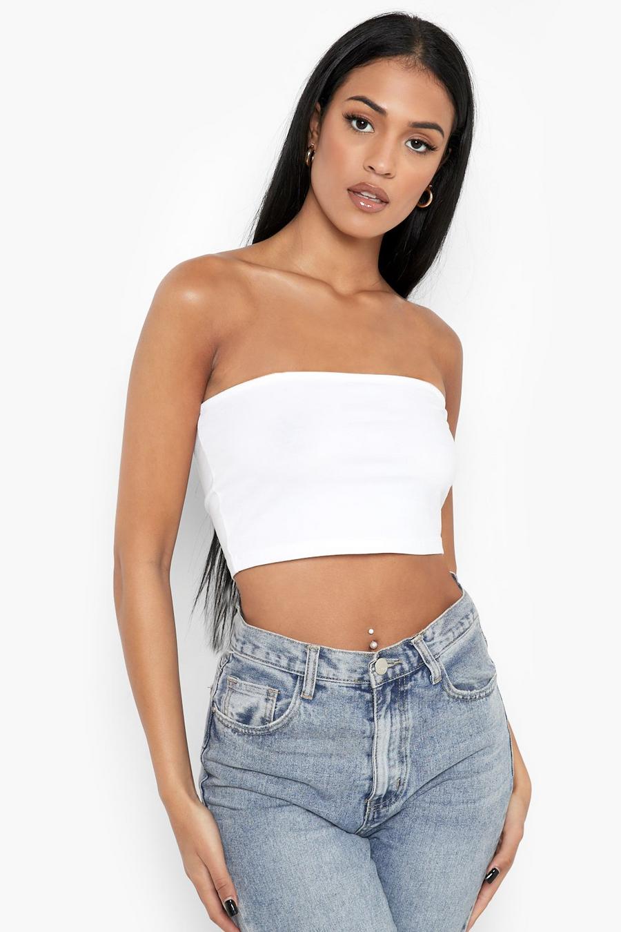 White Tall Basic Bandeau Top image number 1
