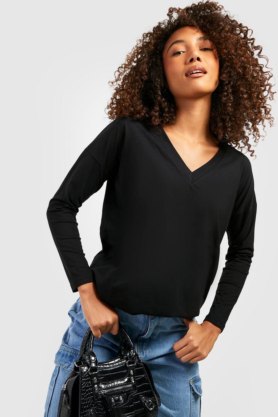 Tall - T-shirt oversize basique à manches longues, Black image number 1