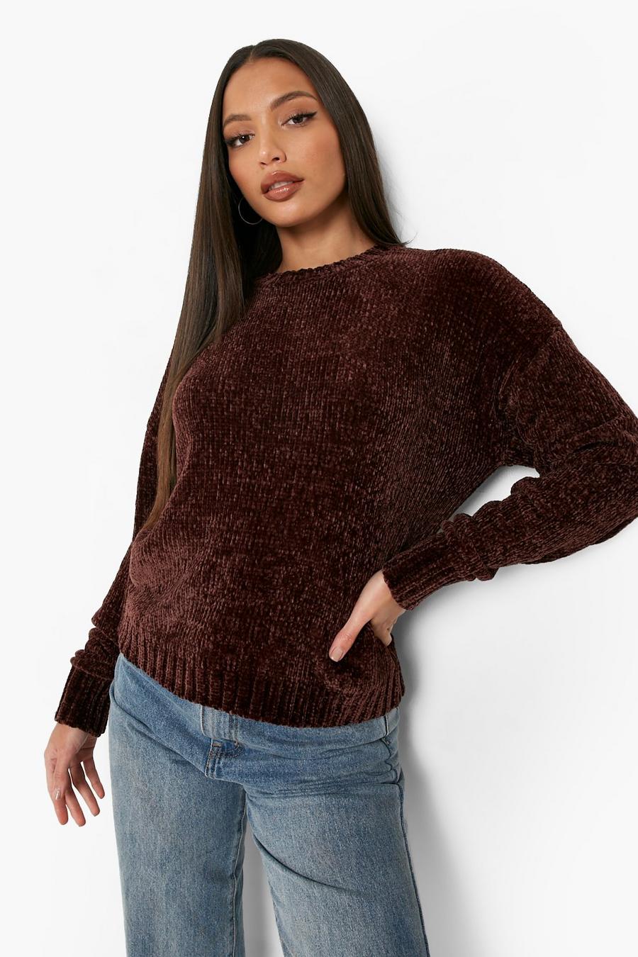 Chocolate brown Tall Recycled Chenille Sweater