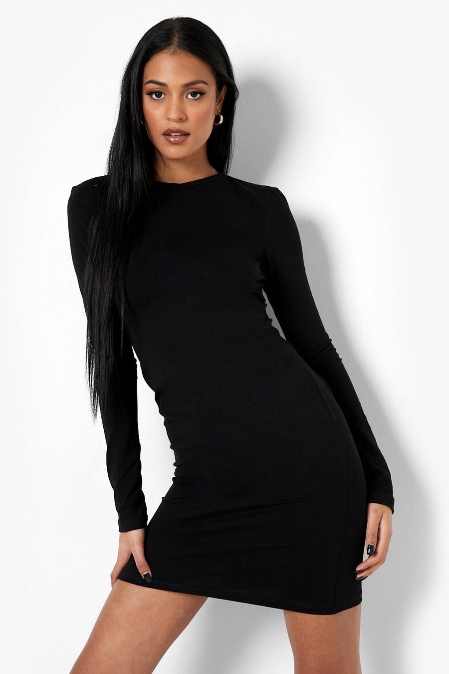 Black Tall Basic Long Sleeve Bodycon Mini Dress image number 1