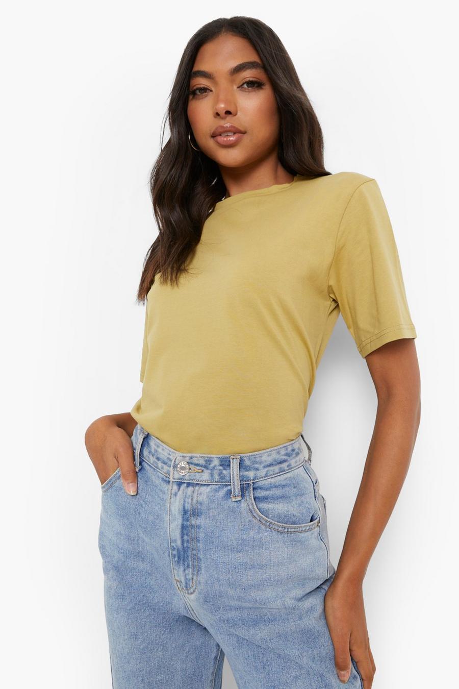 Khaki Tall Basic Loose Fit Neck Cotton T-shirt image number 1