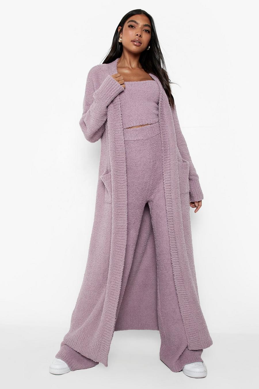 Mauve Tall Teddy Knit Cardigan image number 1
