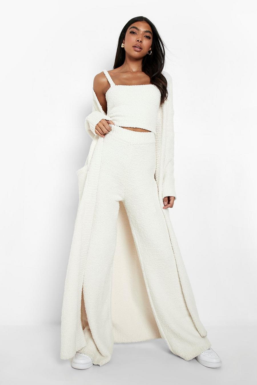 Cream Tall Teddy Knit Co-Ord image number 1