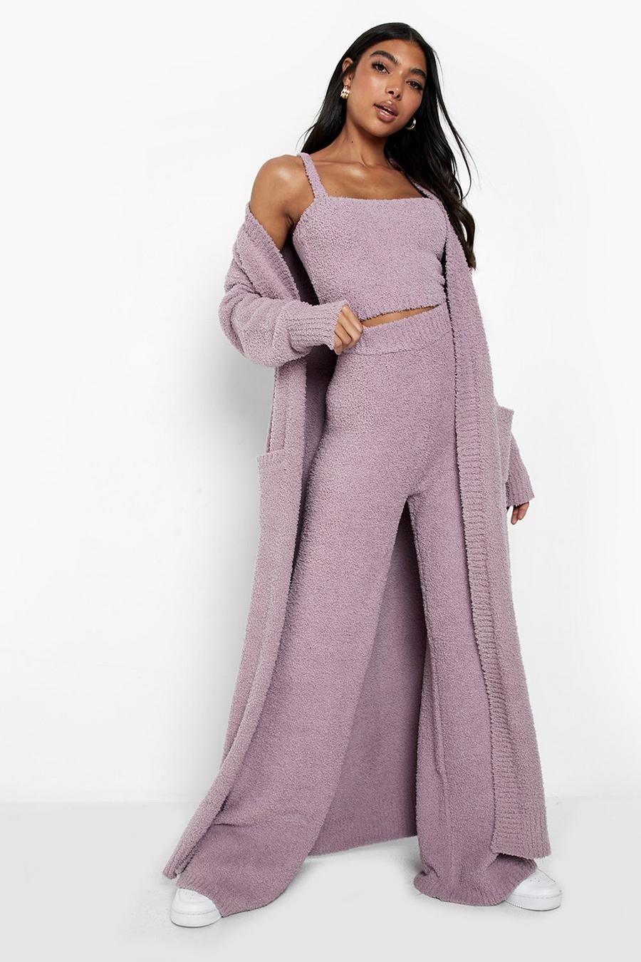 Mauve Tall Teddy Knit Co-Ord image number 1