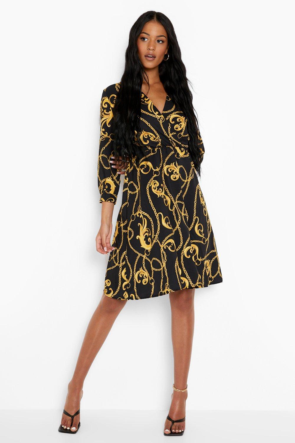 Boohoo chain print on sale dress