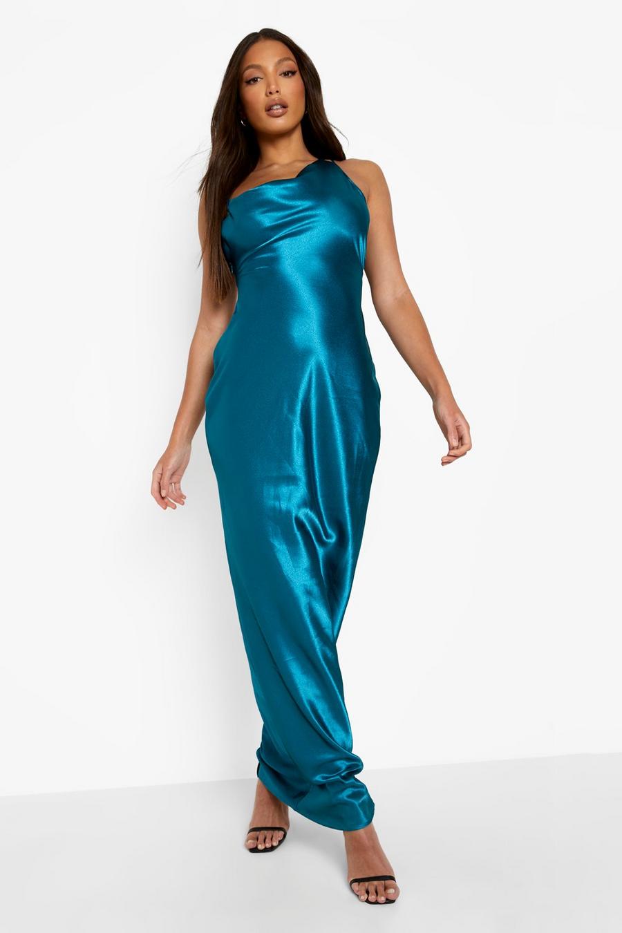 Teal Tall Occasion Strappy Satin Maxi Dress image number 1