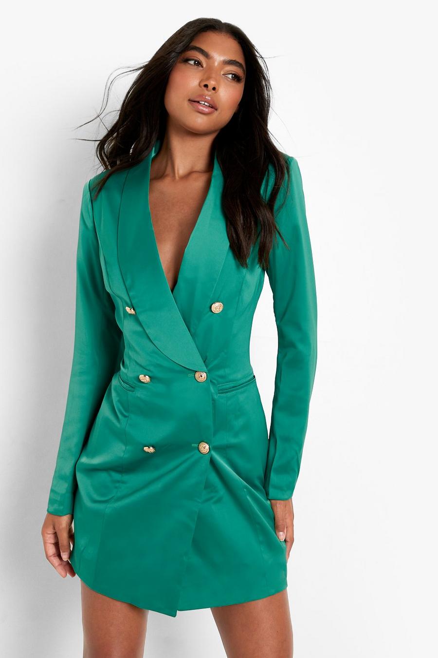 Emerald Tall Satin Blazer Dress image number 1
