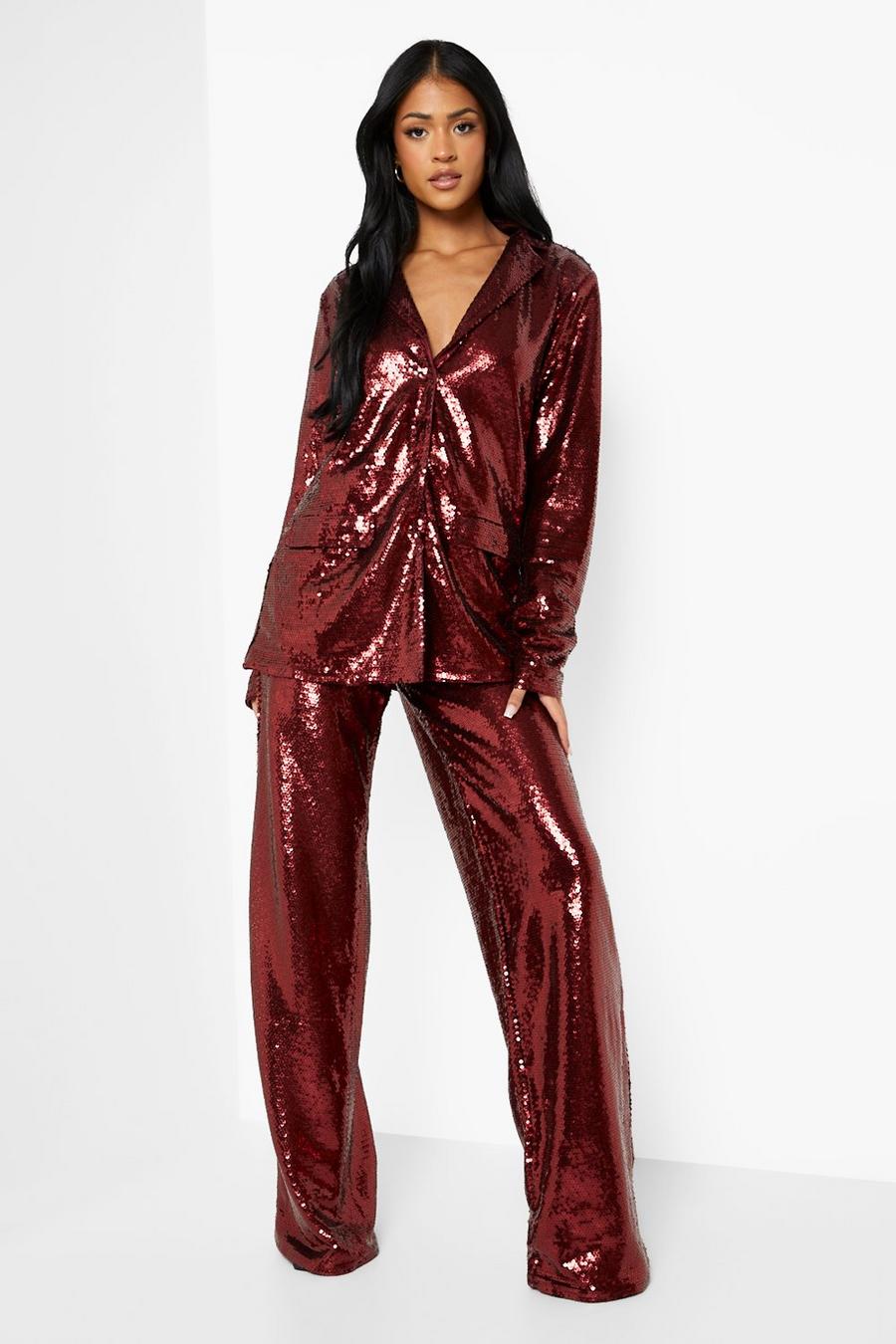 Berry Tall Wide Leg Sequin Trouser image number 1