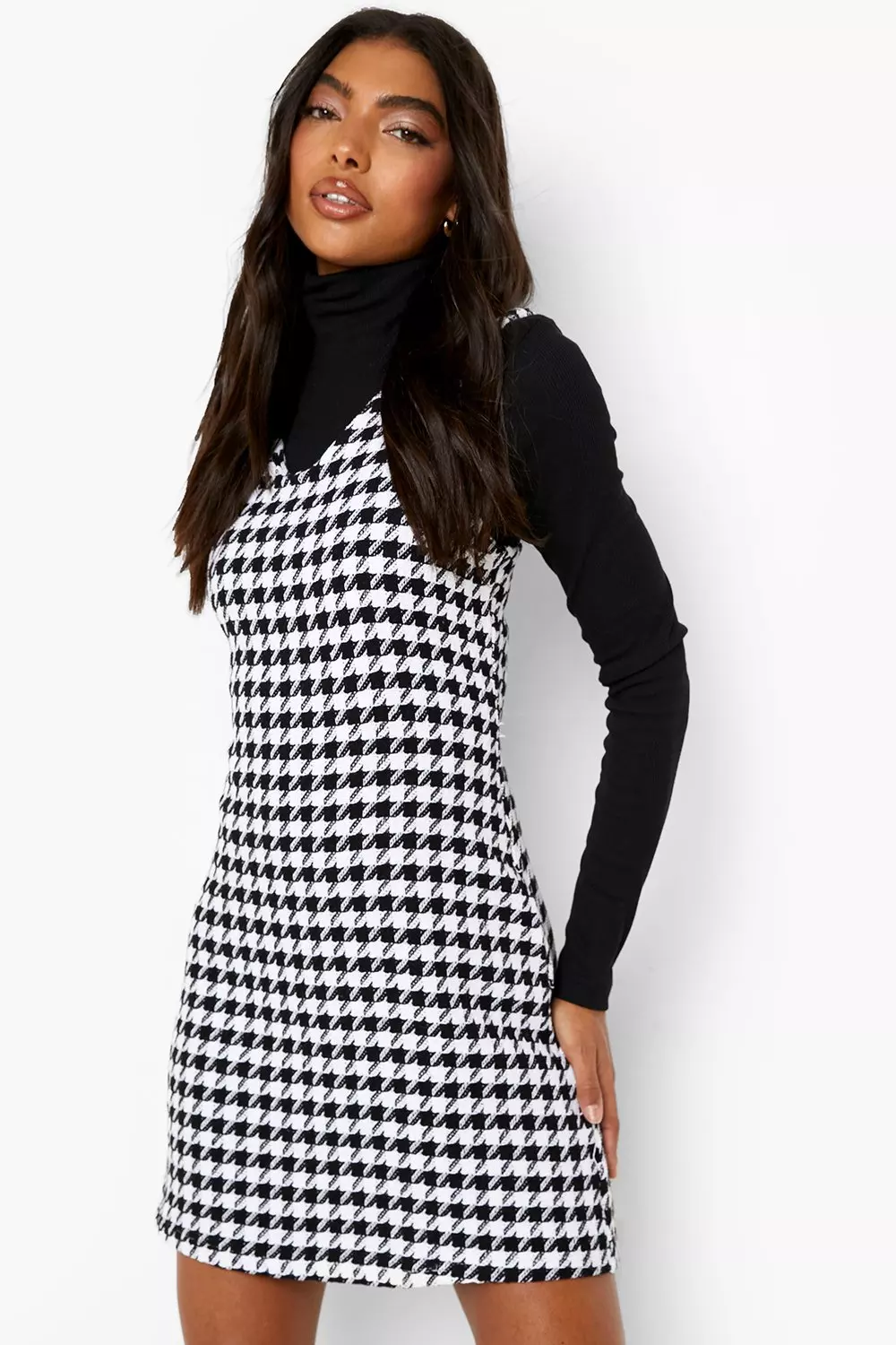 Dogtooth pinafore dress store