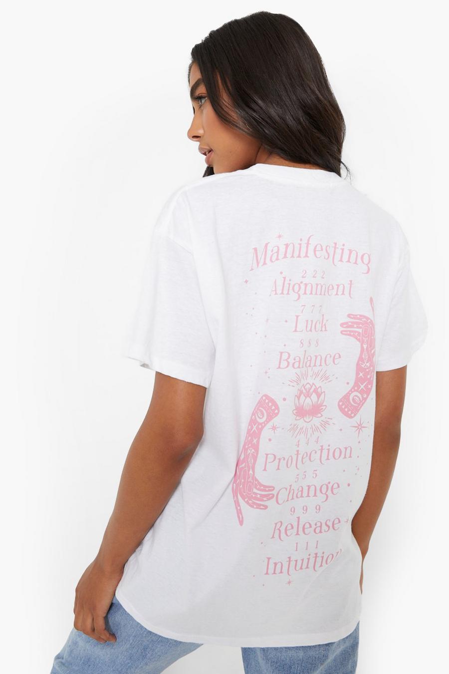 Camiseta Tall con estampado en la espalda de Manifesting, White image number 1