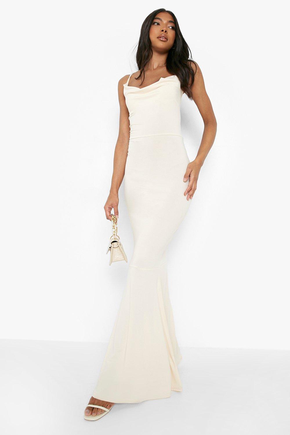 white slinky maxi dress