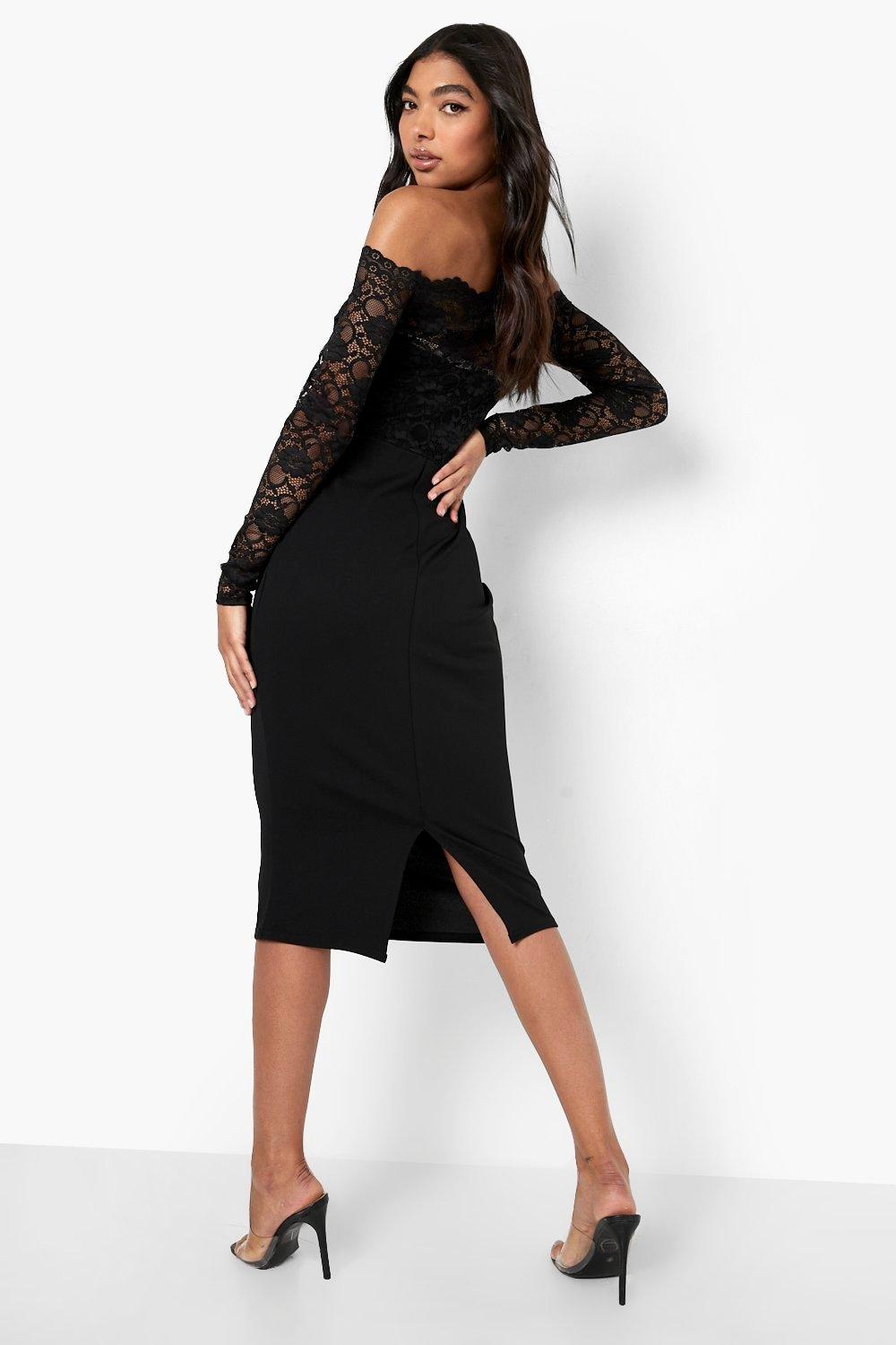 Lace off the shoulder bodycon dress hotsell