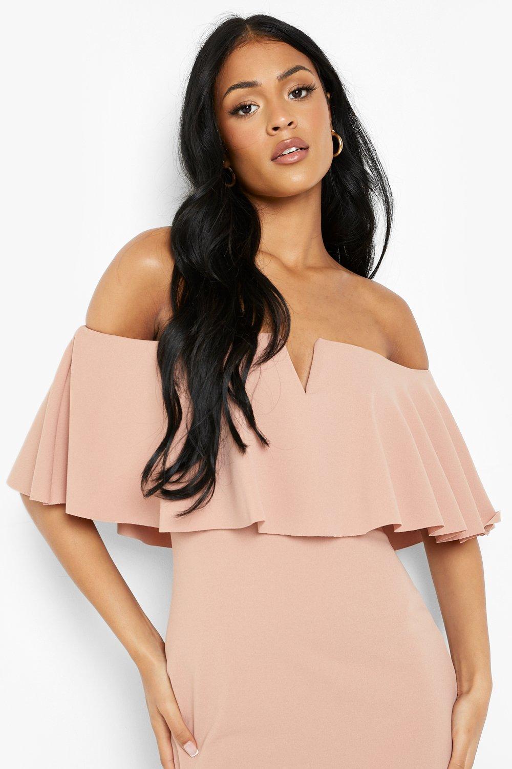 Celinea blush bardot frill hotsell midi dress