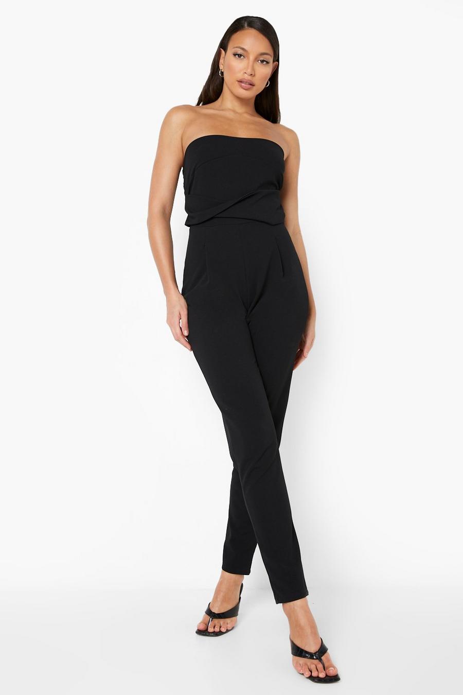 Black Tall Bandeau Tailored Woven Slim Fit Jumpsuit image number 1