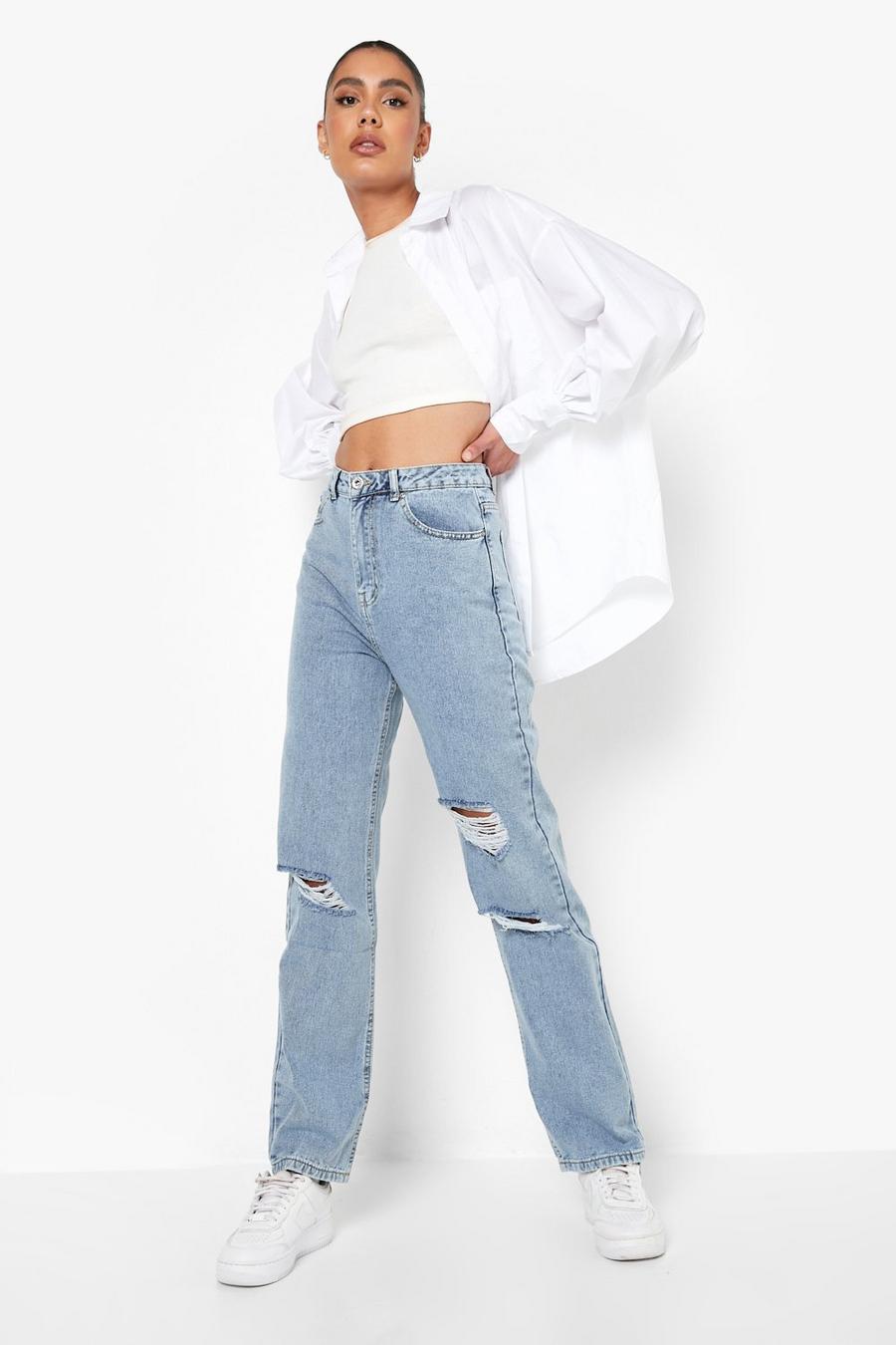 Tall Bleach Wash Distressed Boyfriend Jeans image number 1