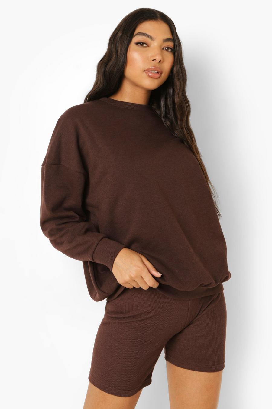 Tall Oversize Sweatshirt, Chocolate image number 1