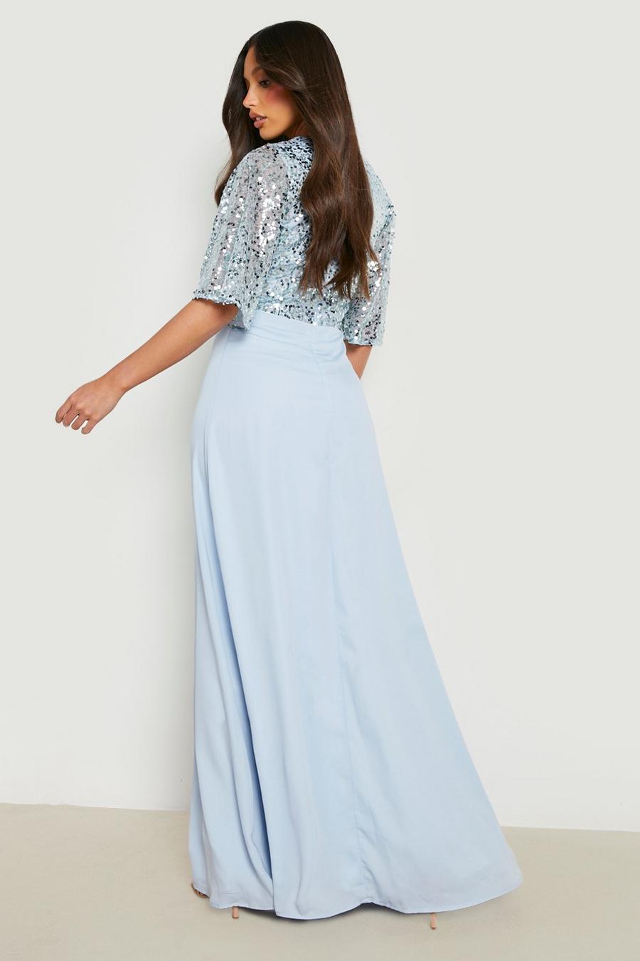 Baby blue Tall Bridesmaid Occasion Sequin Angel Maxi