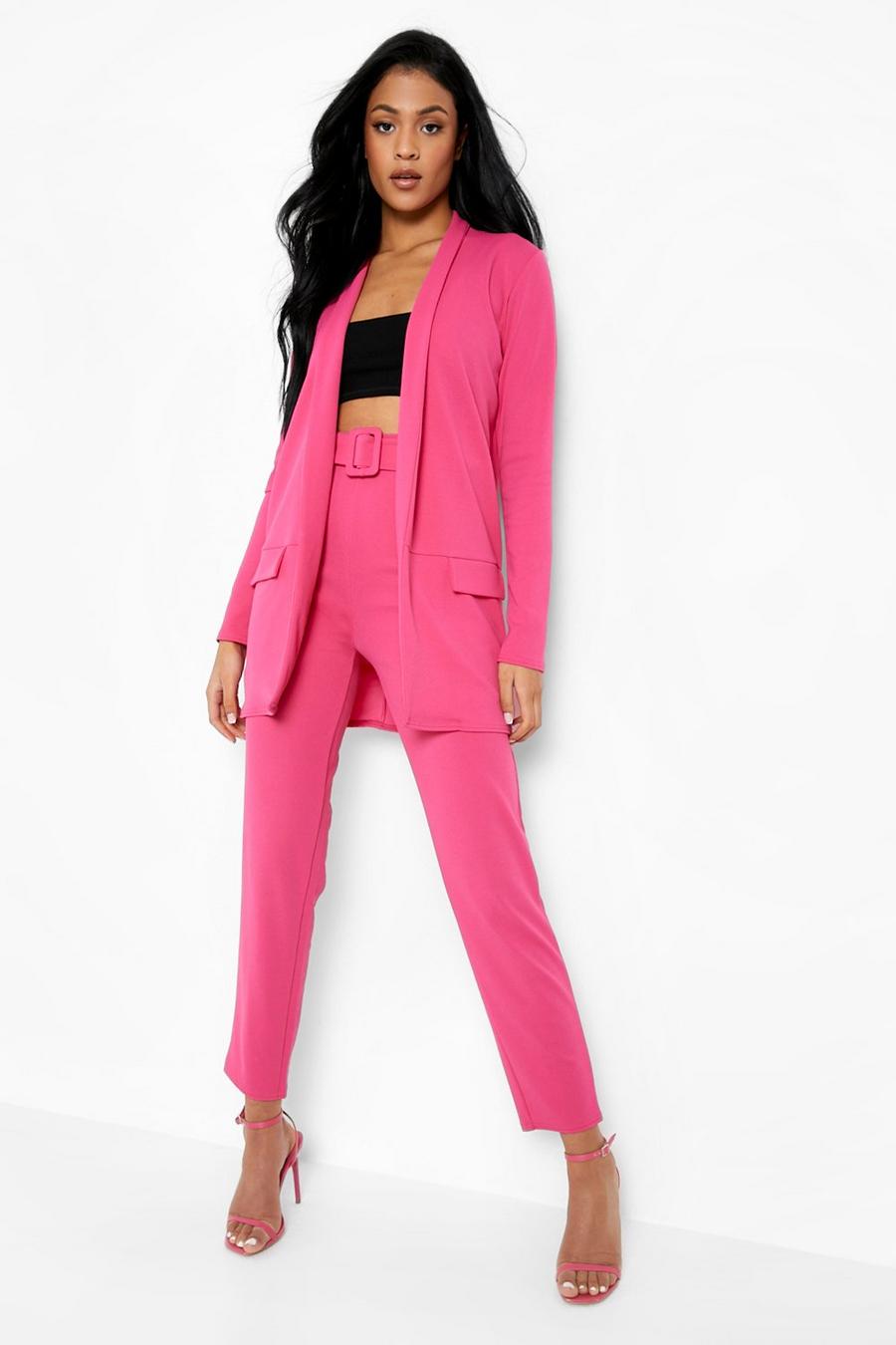 Tall Blazer & Anzughose mit Gürtel, Hot pink image number 1