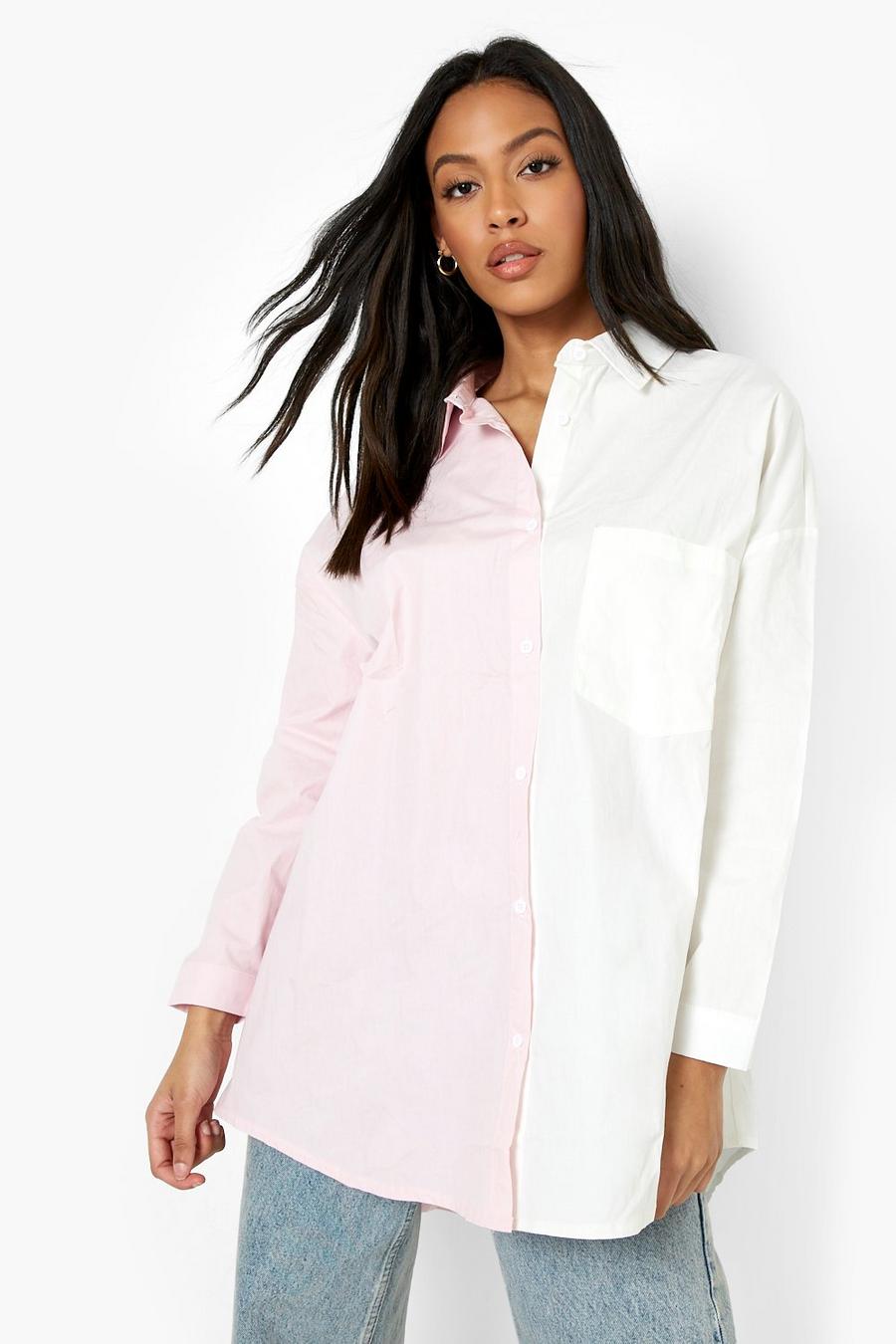 Baby pink Tall Sliced Oversized Shirt image number 1