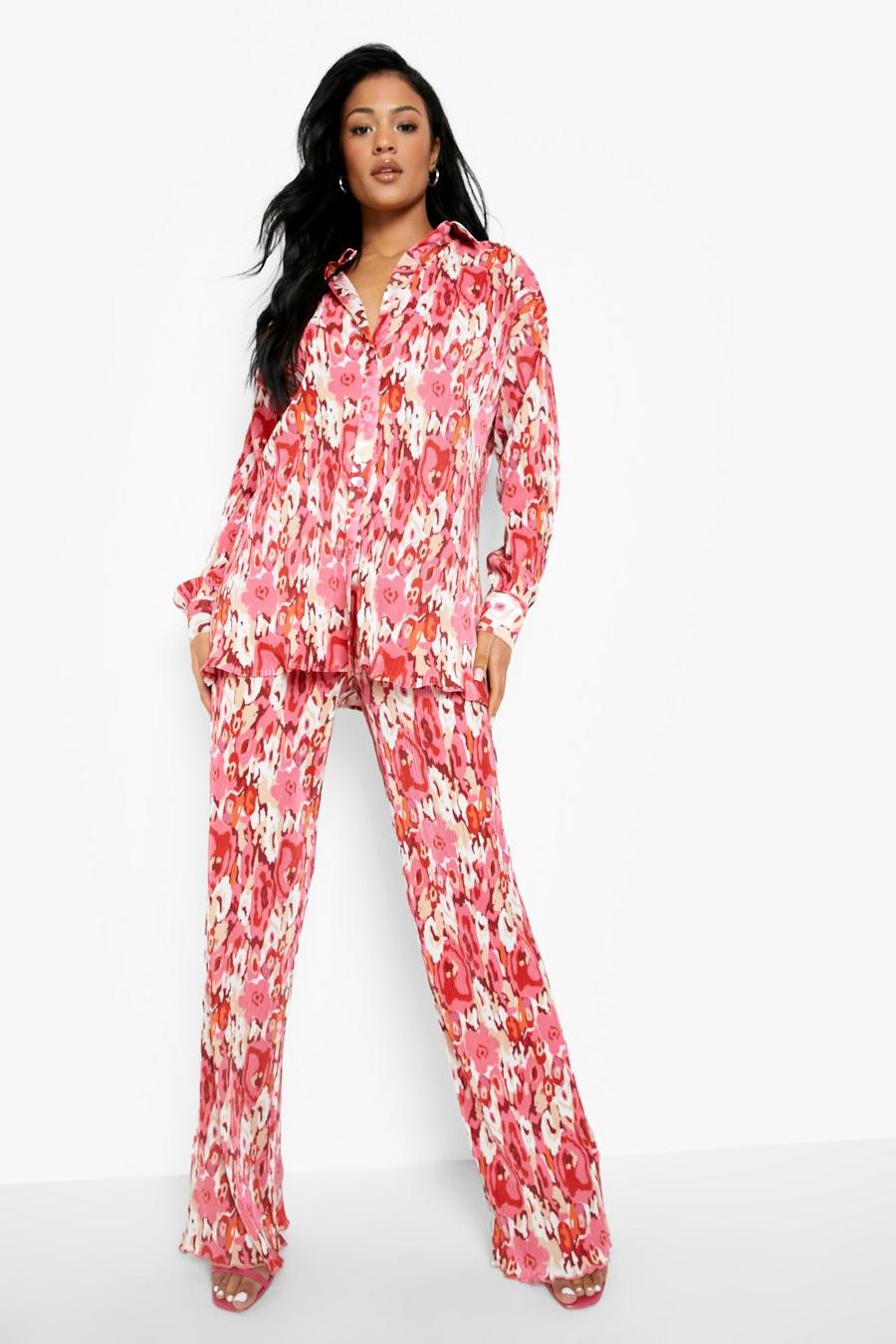 Tall - Pantalon large et plissé à imprimé fleuri, Pink image number 1