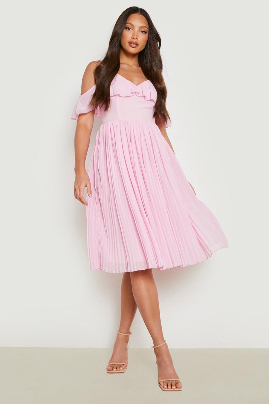 Blush pink Tall Cold Shoulder Bridesmaid Dress image number 1