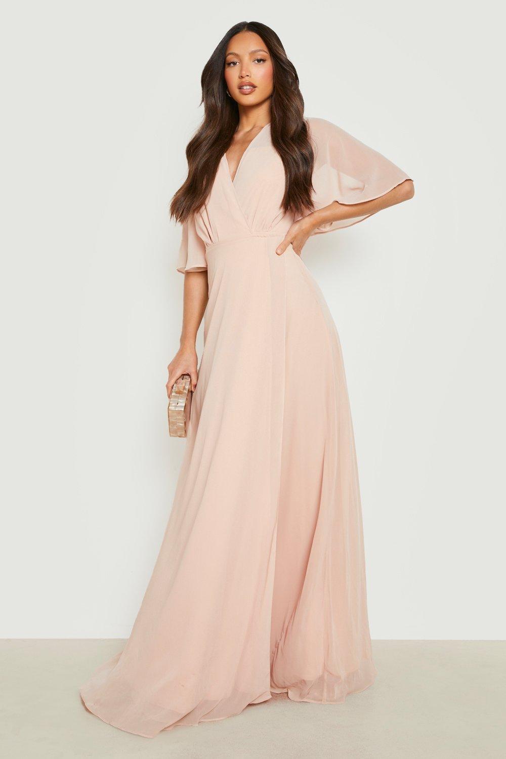 Tall Angel Sleeve Wrap Bridesmaid Dress boohoo