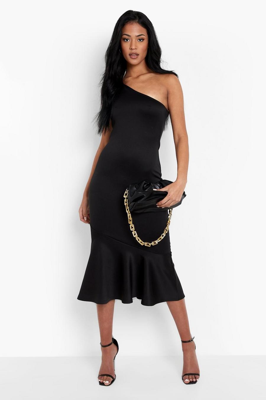Black Tall One Shoulder Bodycon Midi Dress image number 1