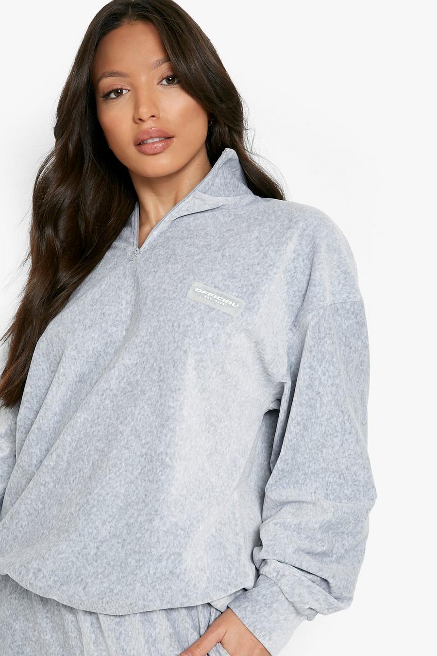 Grey Tall Cord Half Zip Sweater image number 1