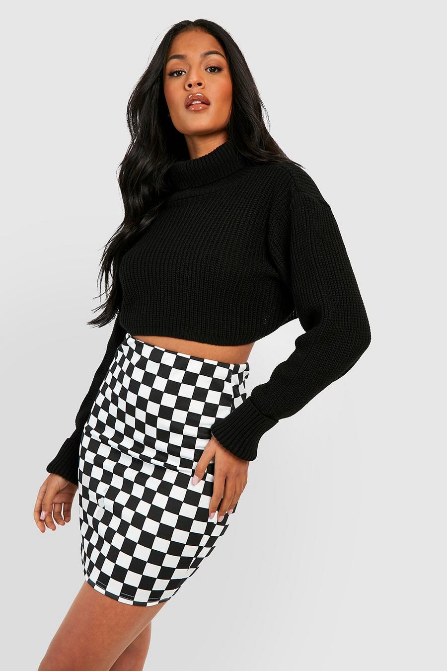 Black Tall Flannel Mini Skirt image number 1