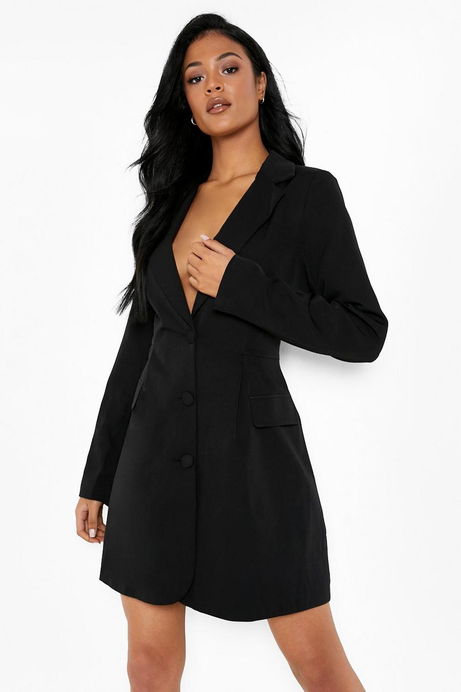 Black Tall Cinched Waist Blazer Dress image number 1