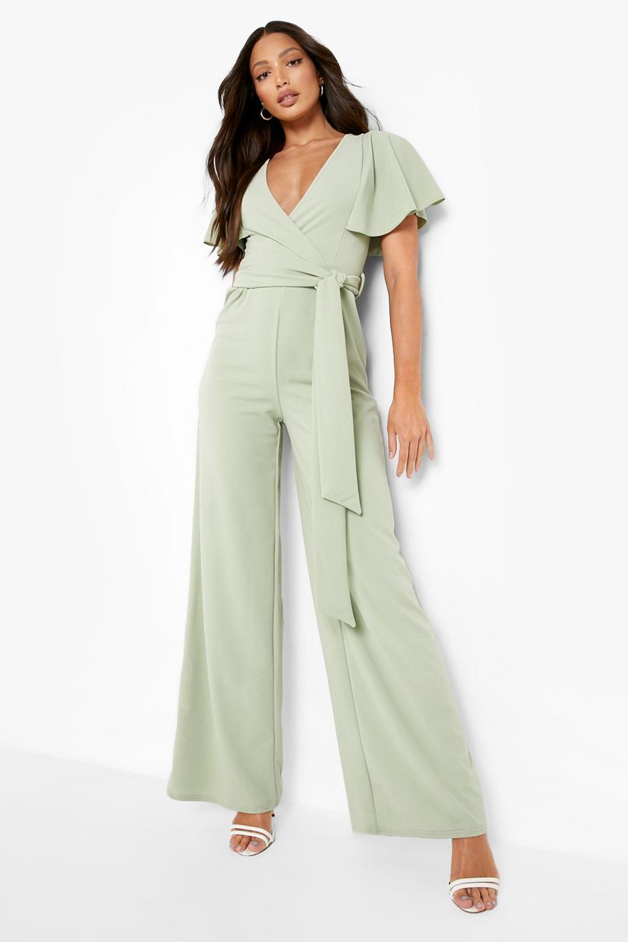 Sage green Tall Belted Tailored Jumpsuit