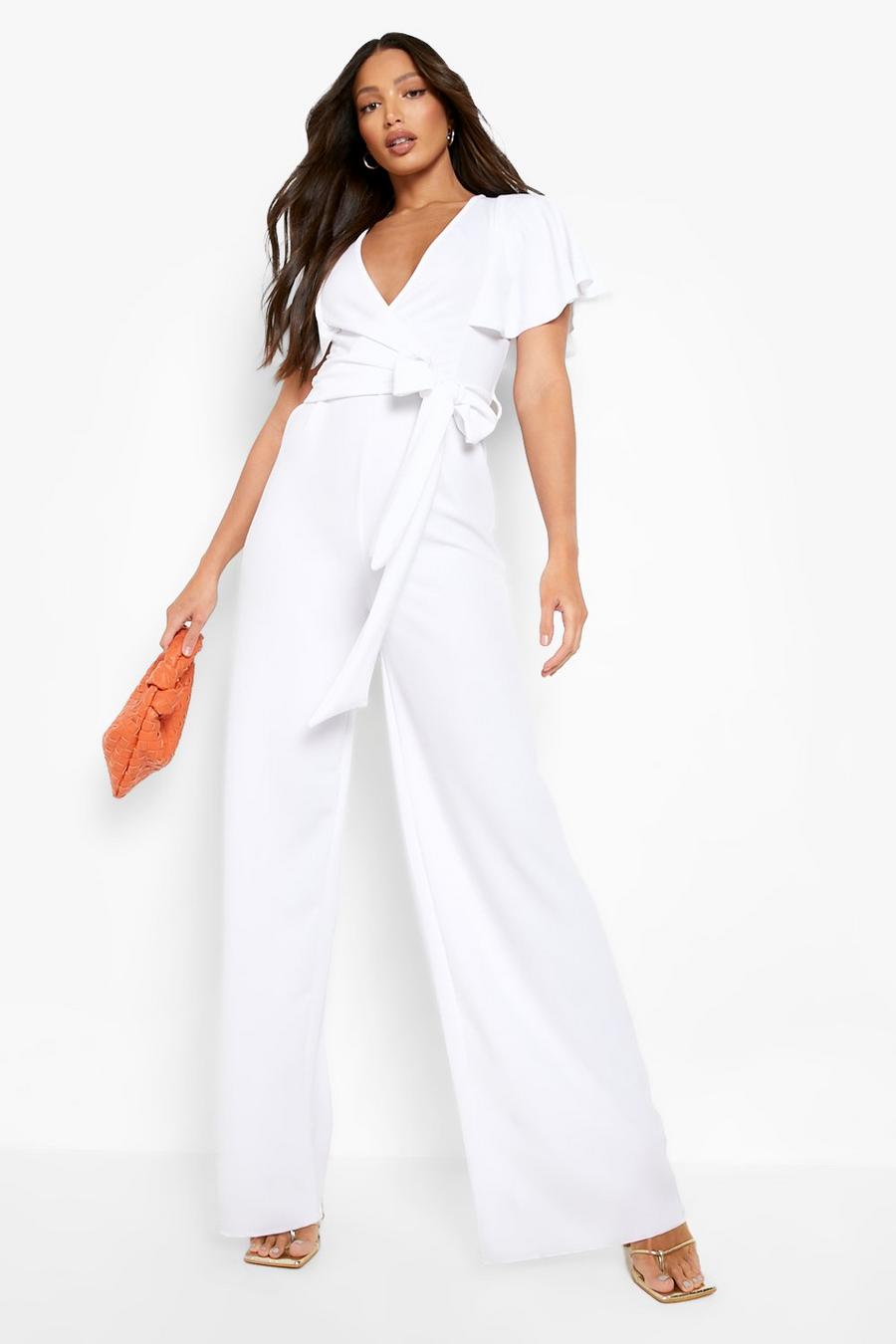 White Tall Belted Tailored Jumpsuit image number 1