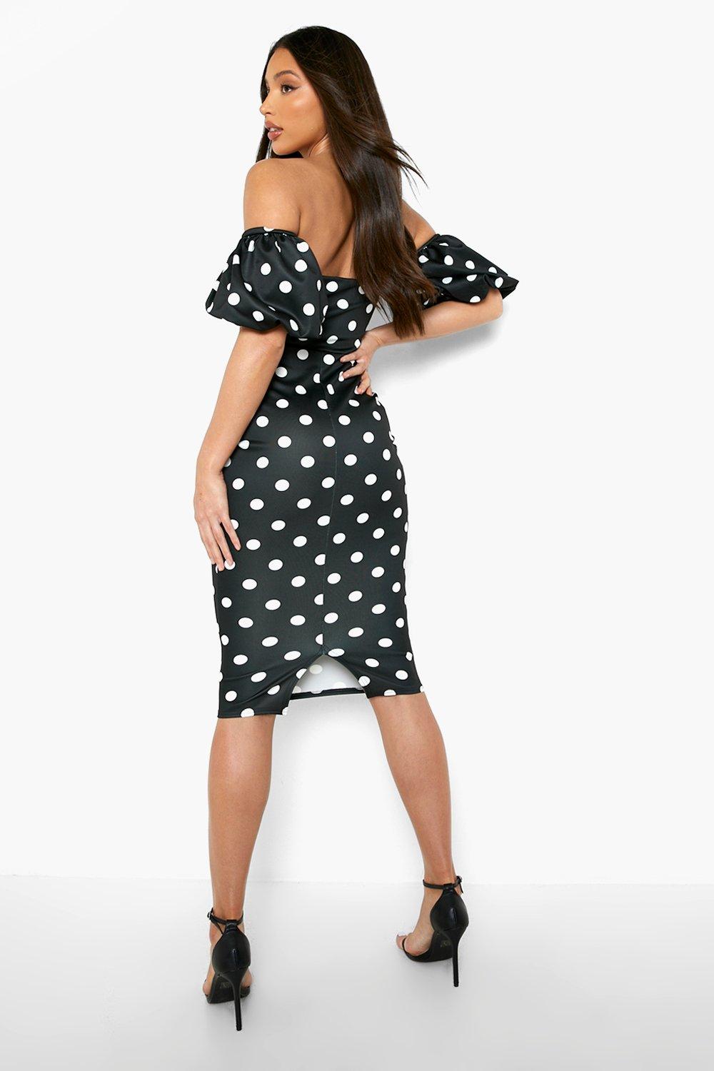 black dress polka dot sleeves