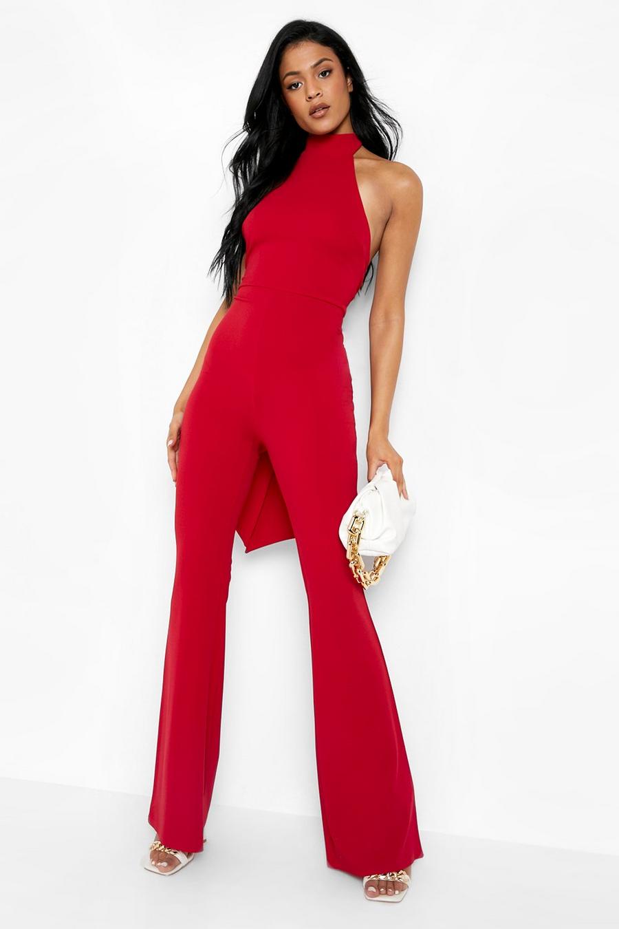 Red Tall Bow Back Jumpsuit image number 1