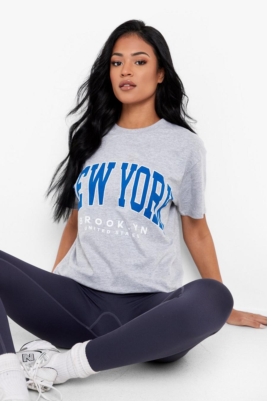 Grey gris Tall New York Print Oversized T-shirt