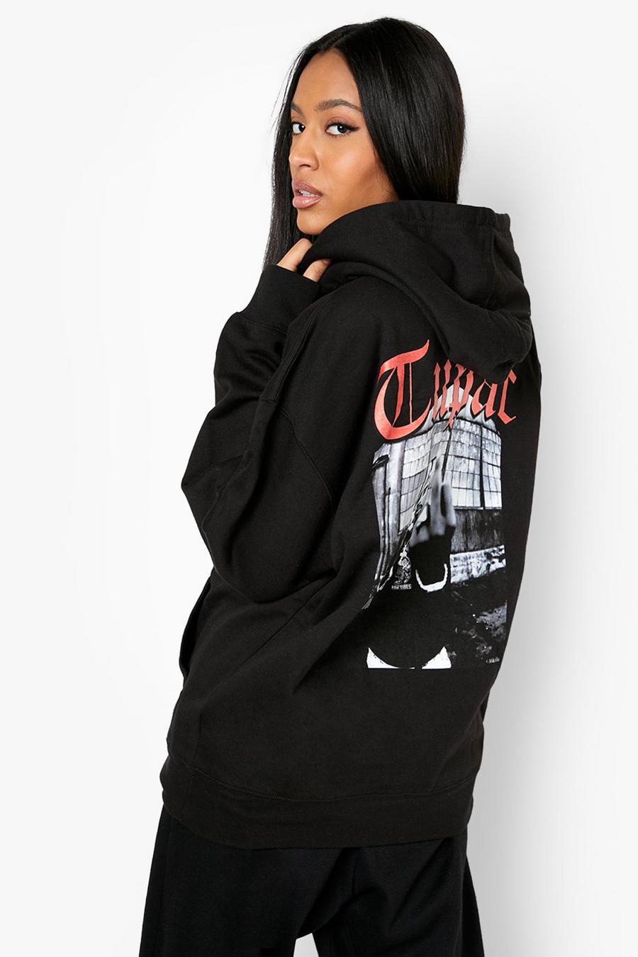 Sudadera Tall con estampado en la espalda de Tupac, Black image number 1