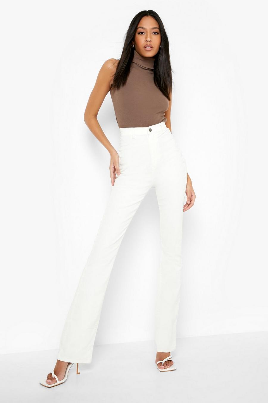 White טייץ ג'ינס משופשף מבד ג'ינס, לנשים גבוהות image number 1