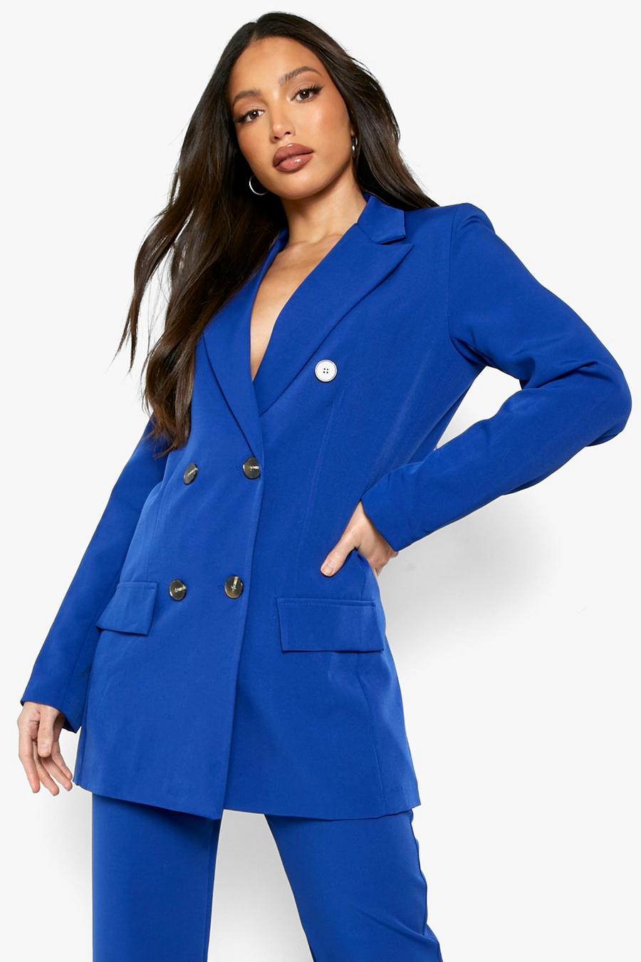Cobalt blue Tall Oversized Double Breasted Blazer image number 1