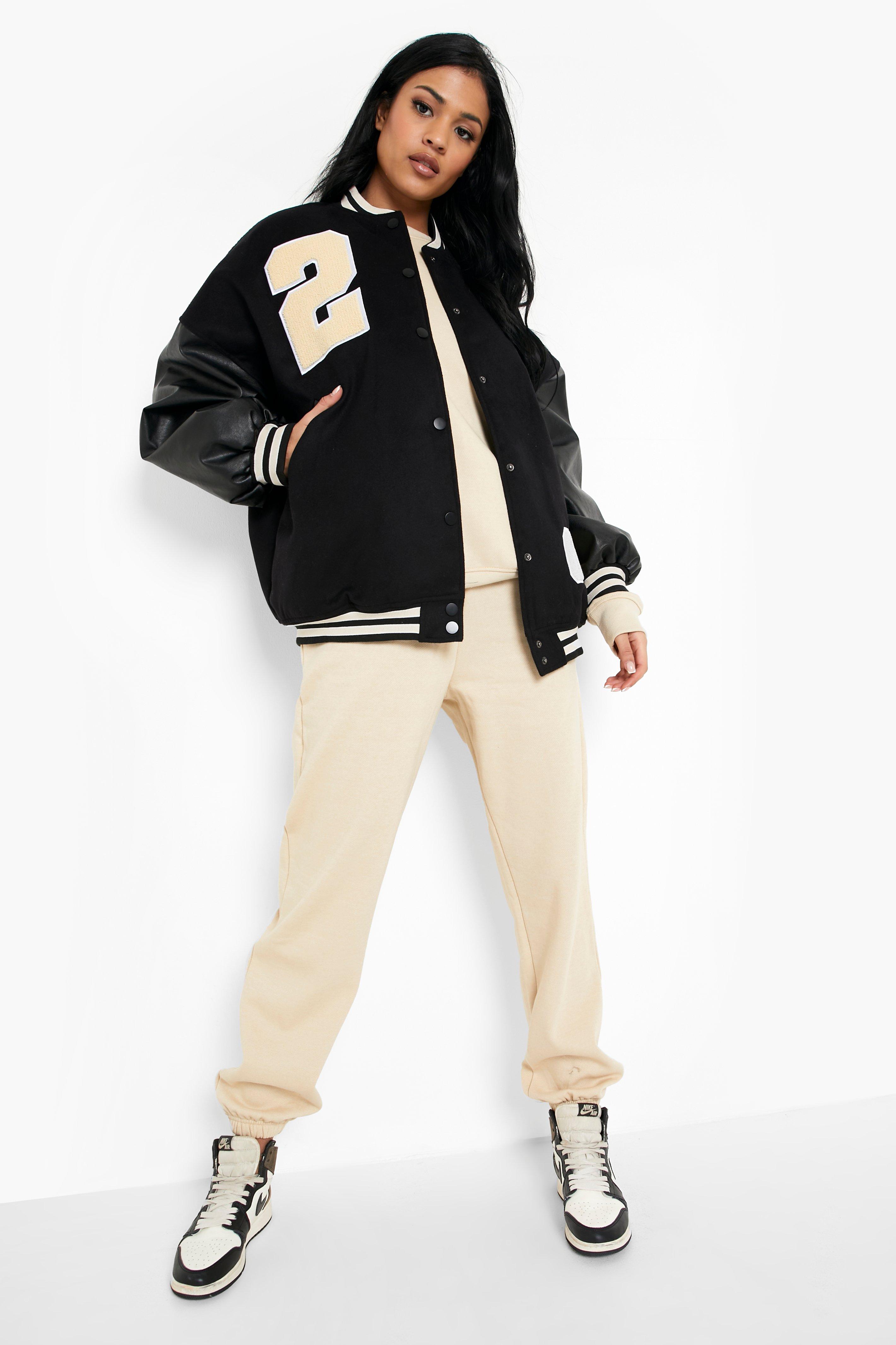 Members Only Women's Oversized Varsity Jacket, Size: Small, Black