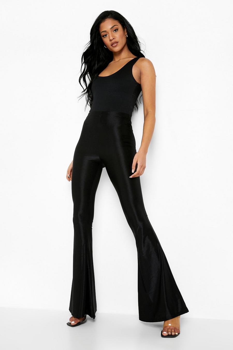 Black Tall Stretch Satin Flares image number 1